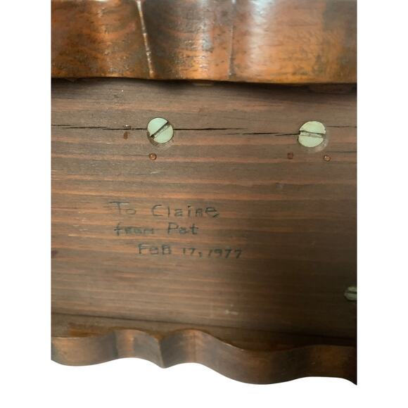 Vintage 1970s Handmade Wood Recipe Box Castlecore Signed - Picture 6 of 10